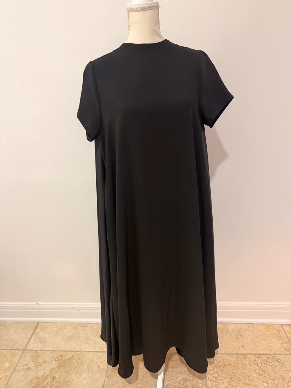 Banana Republic Black Short-Sleeve Maxi Dress